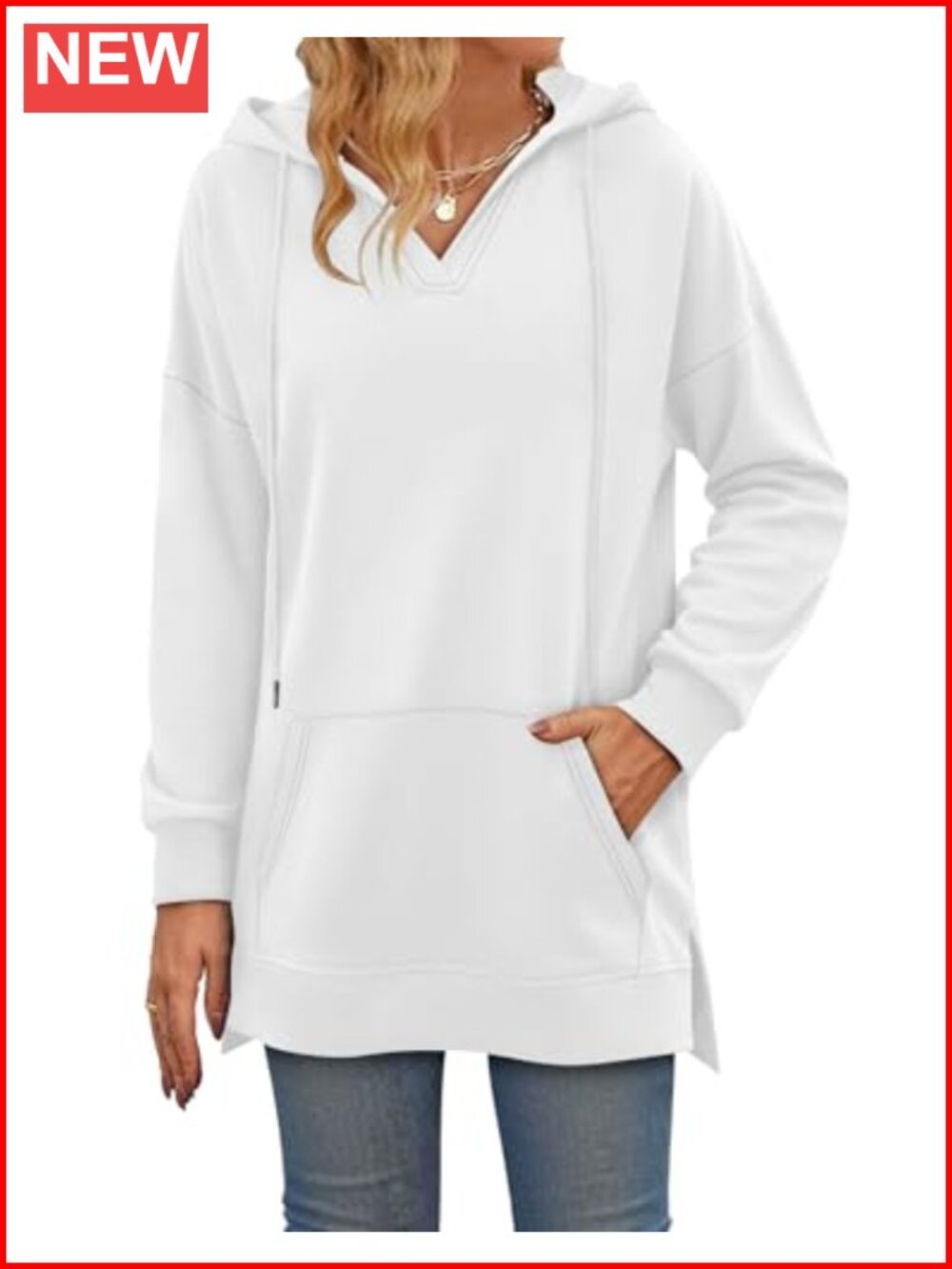 KISSMODA Womens Half Zip Oversized Hoodie Pullover Sweatshirt Kangaroo Pocket
